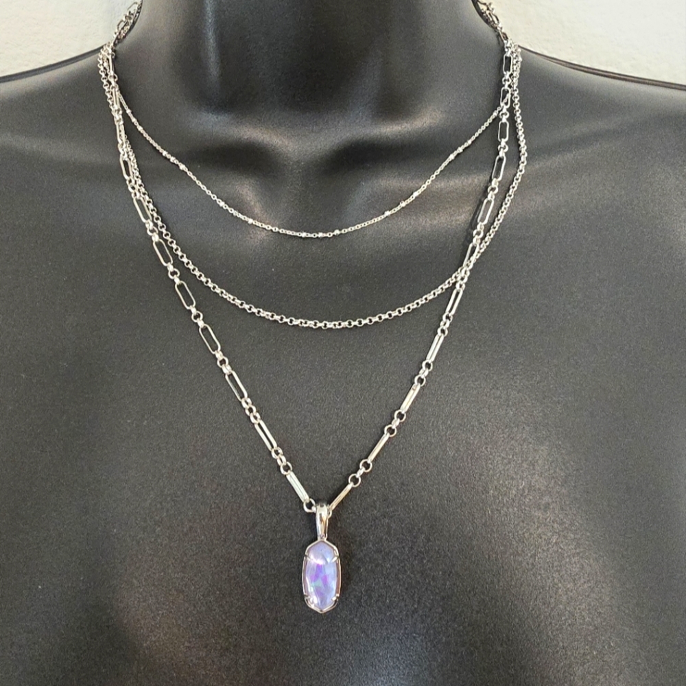 Kendra Scott Elisa Triple Strand Iridescent Lilac Illusion Silver